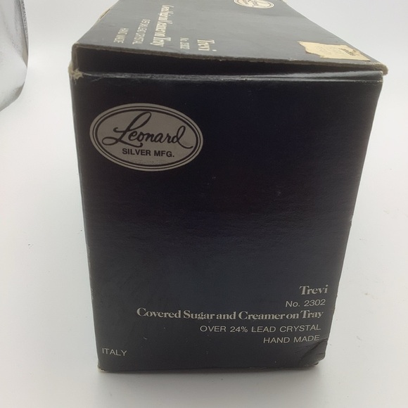 Vintage Leonard Handmade Lead Crystal Covered Sugar, Creamer and Tray Set - Picture 14 of 16